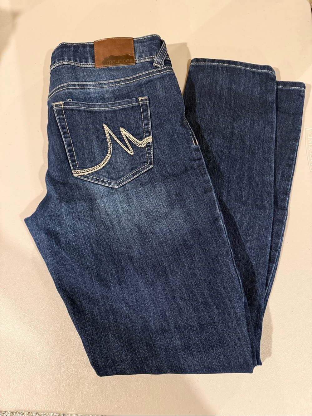 Maurices Dark Indigo Straight Leg Jeans - Contrast Stitch Pocket